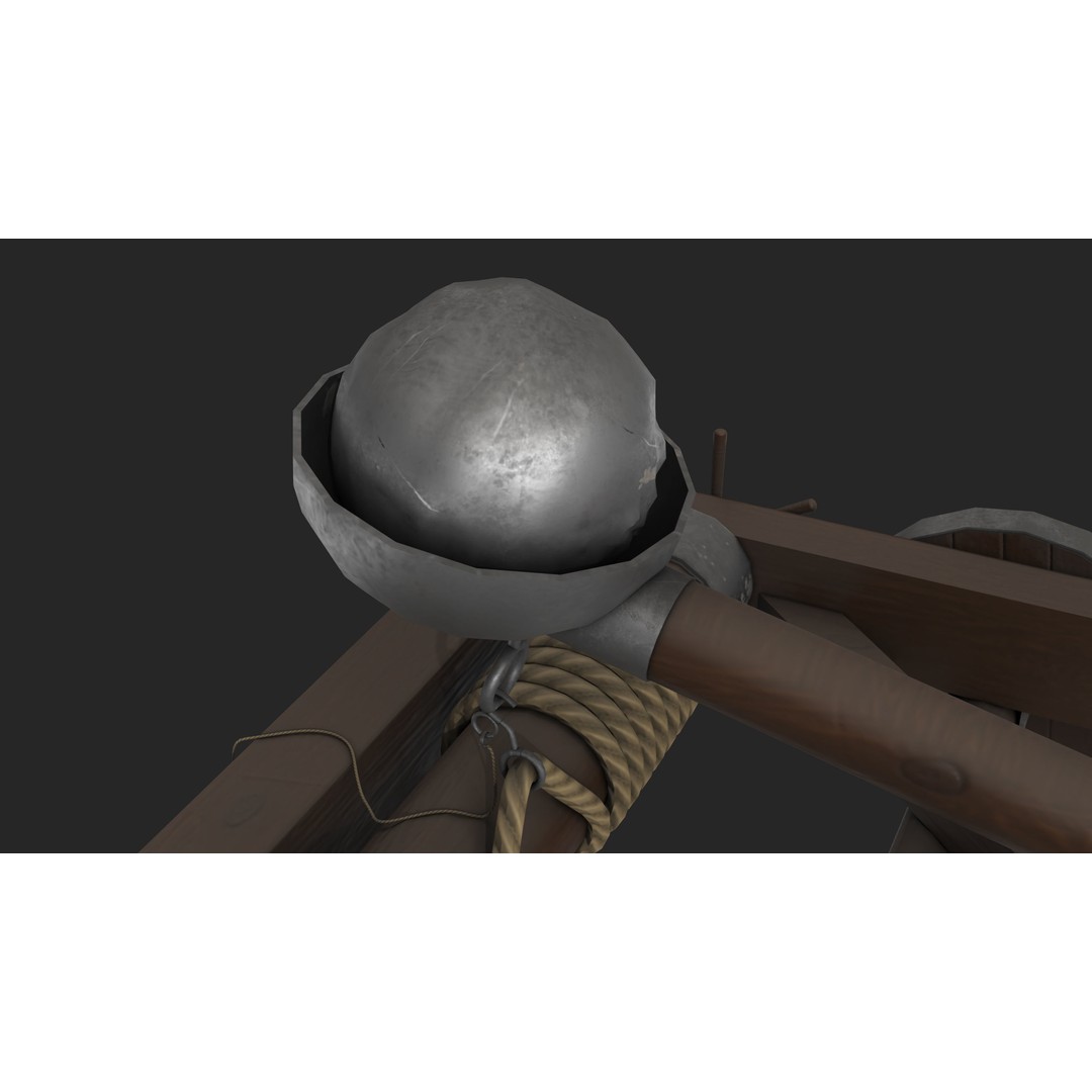 Medieval Catapult 3D Model – Low Poly Game Asset, PBR Textures Included - View 16