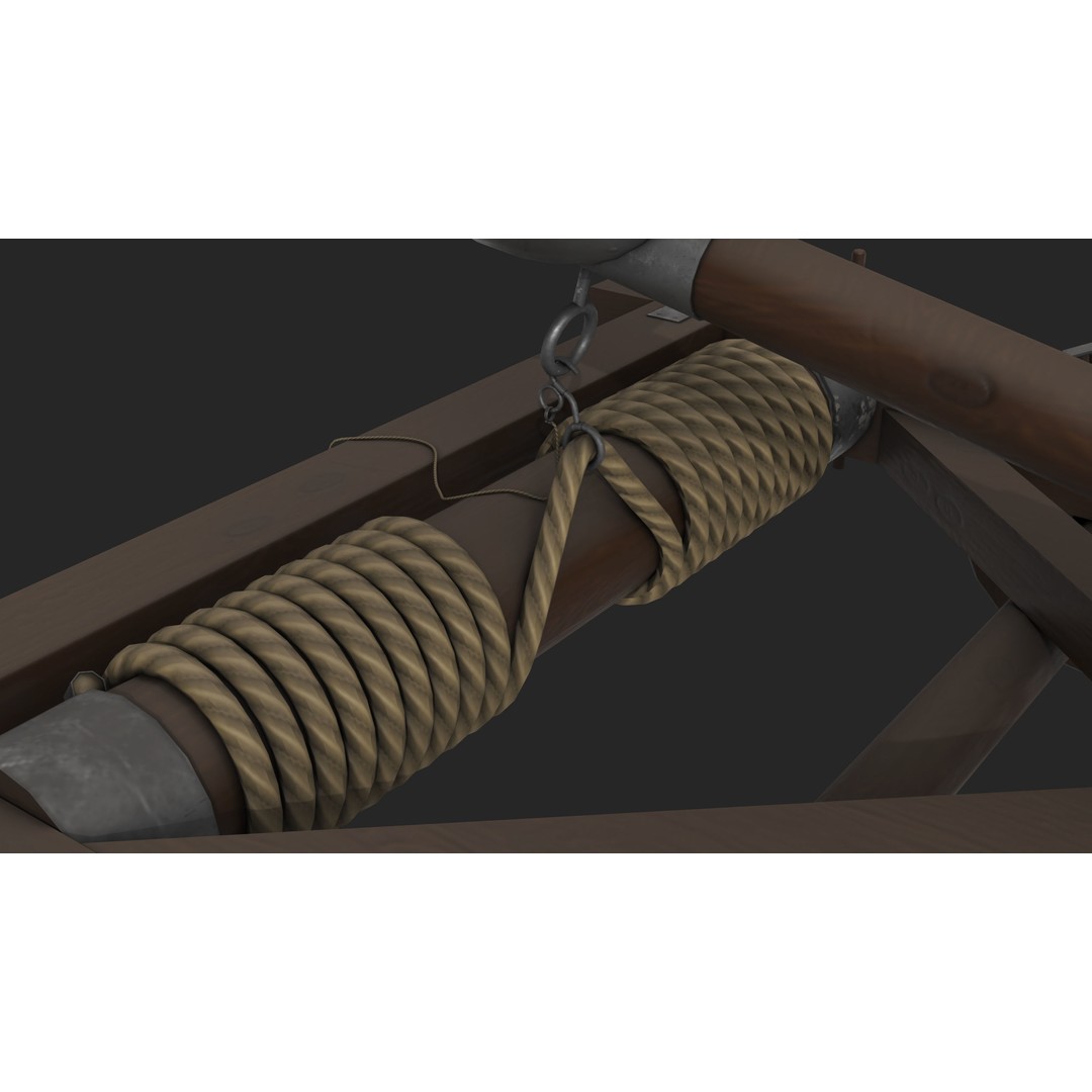 Medieval Catapult 3D Model – Low Poly Game Asset, PBR Textures Included - View 17
