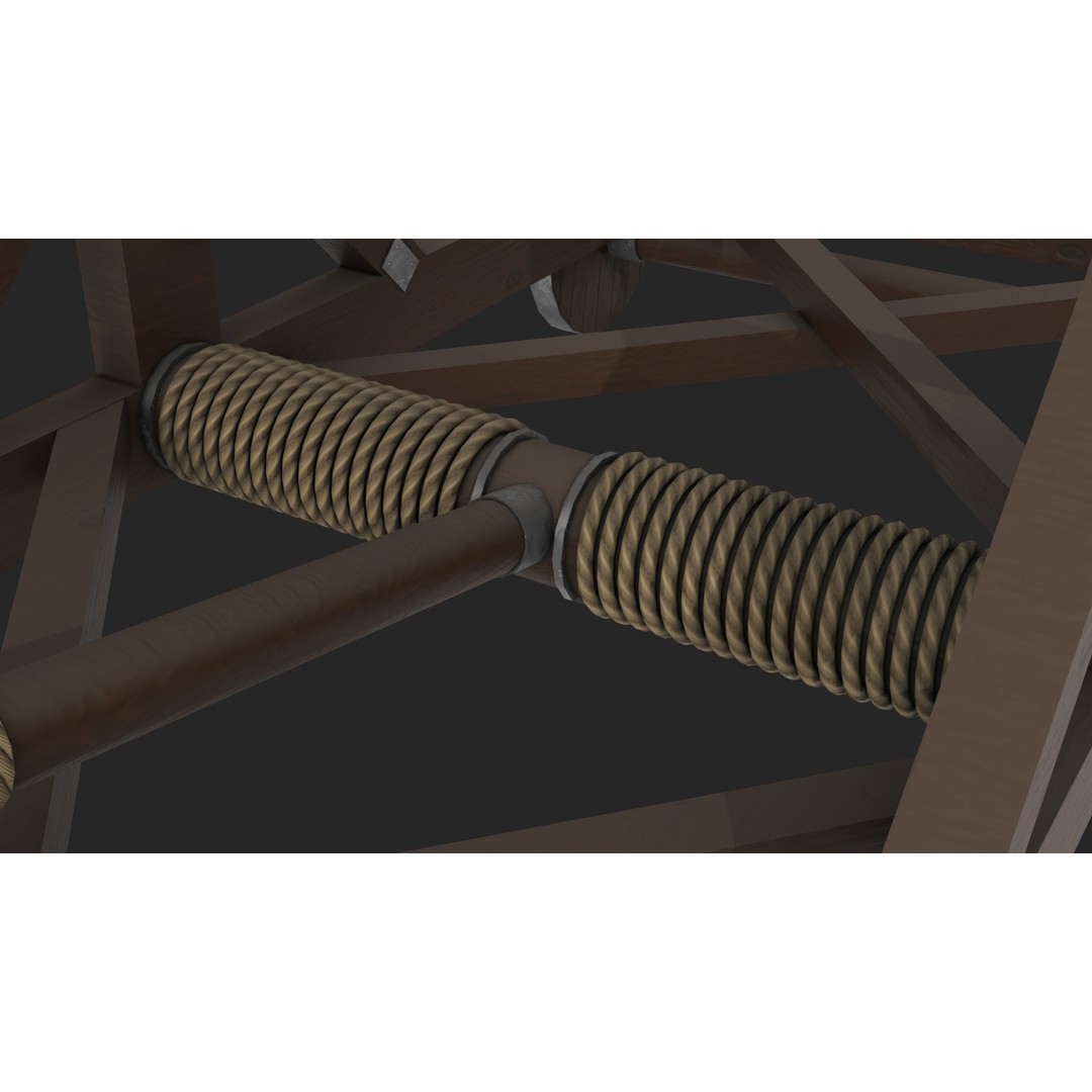 Medieval Catapult 3D Model – Low Poly Game Asset, PBR Textures Included - View 18
