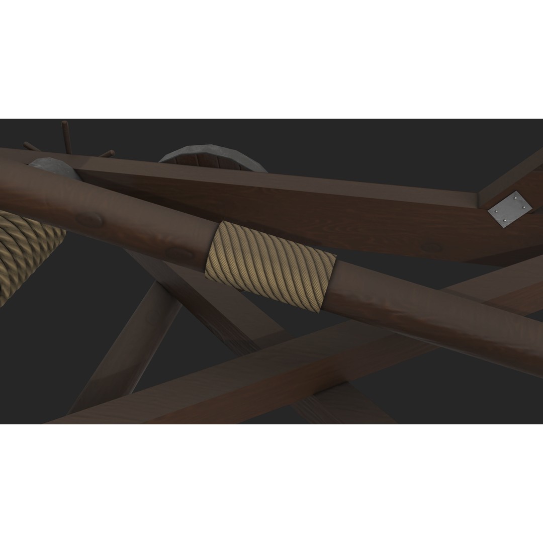 Medieval Catapult 3D Model – Low Poly Game Asset, PBR Textures Included - View 19