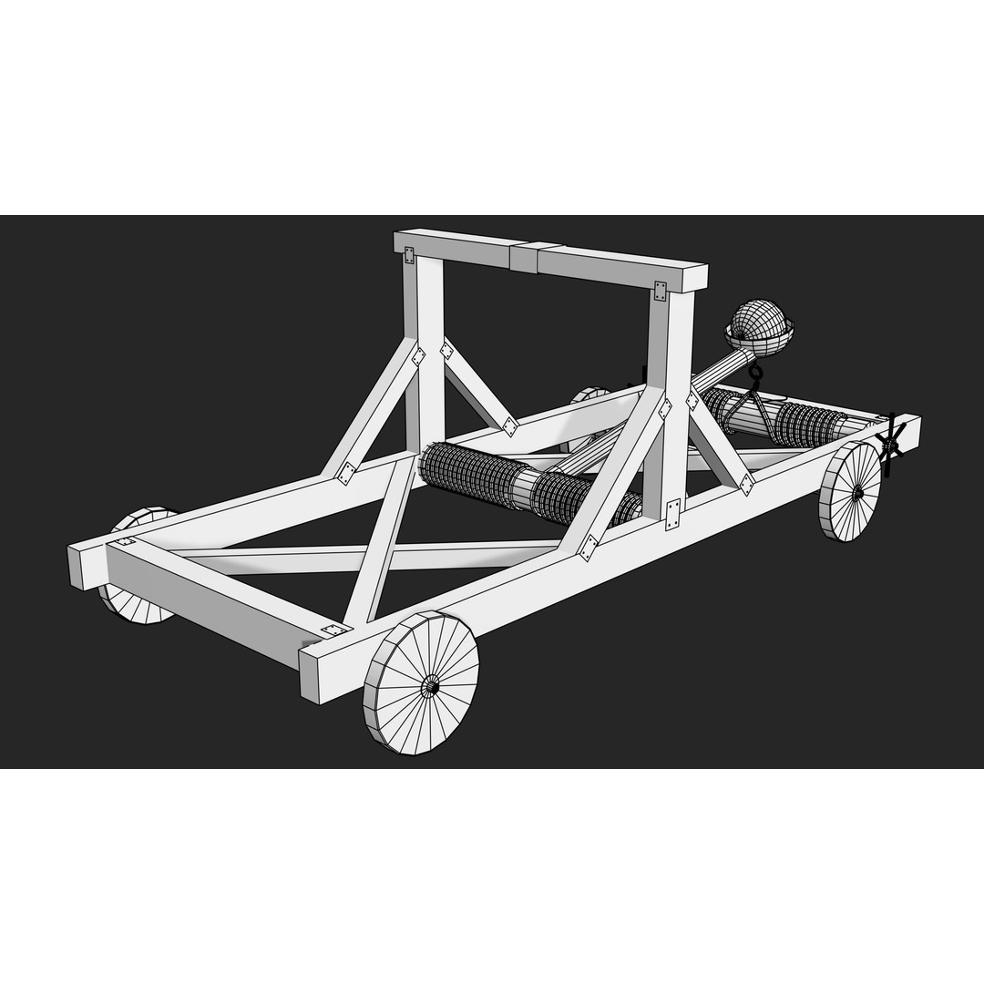 Medieval Catapult 3D Model – Low Poly Game Asset, PBR Textures Included - View 23