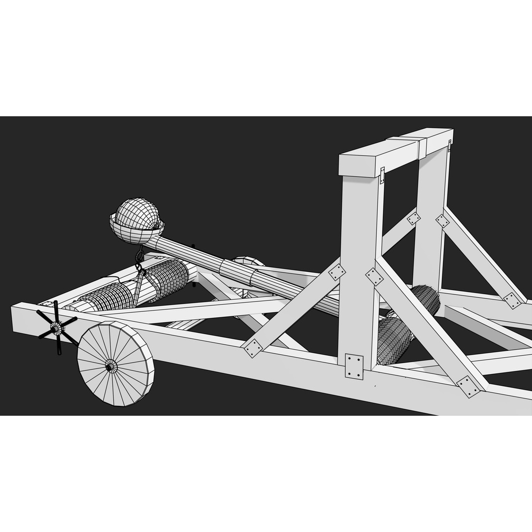 Medieval Catapult 3D Model – Low Poly Game Asset, PBR Textures Included - View 24