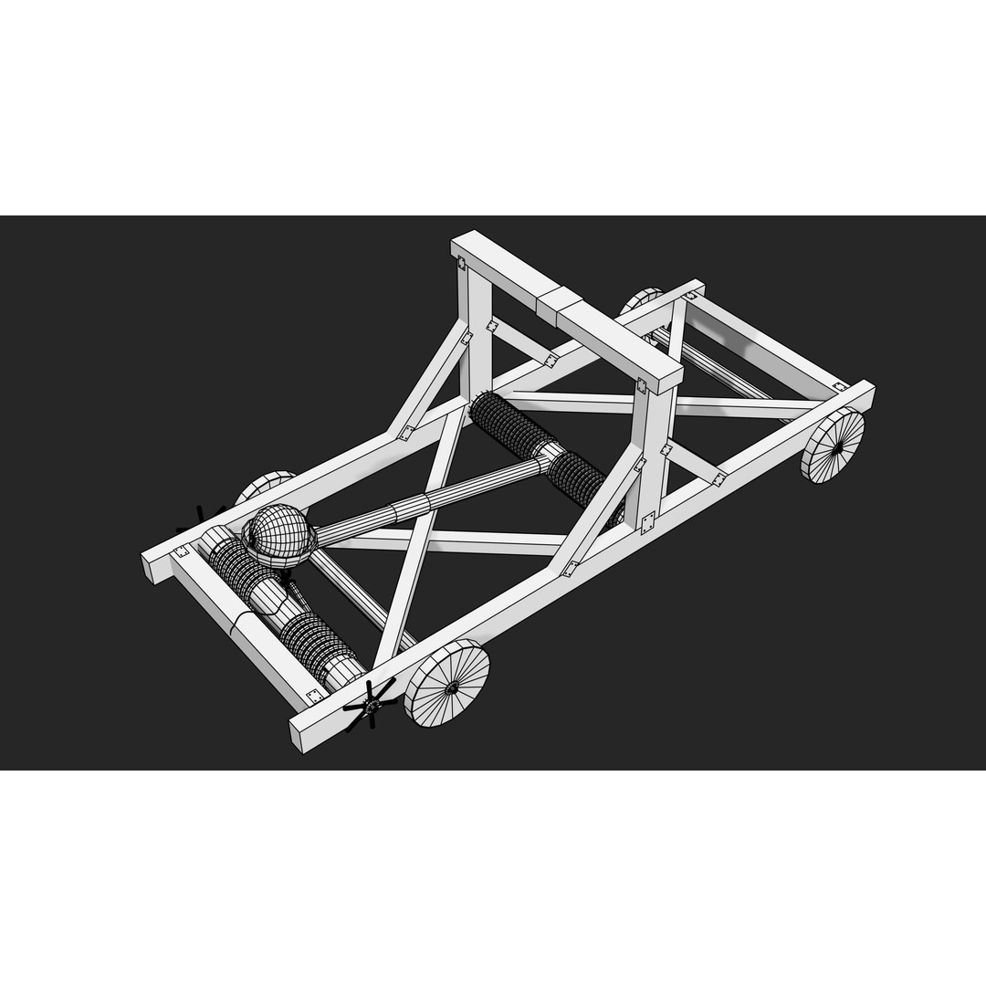 Medieval Catapult 3D Model – Low Poly Game Asset, PBR Textures Included - View 25