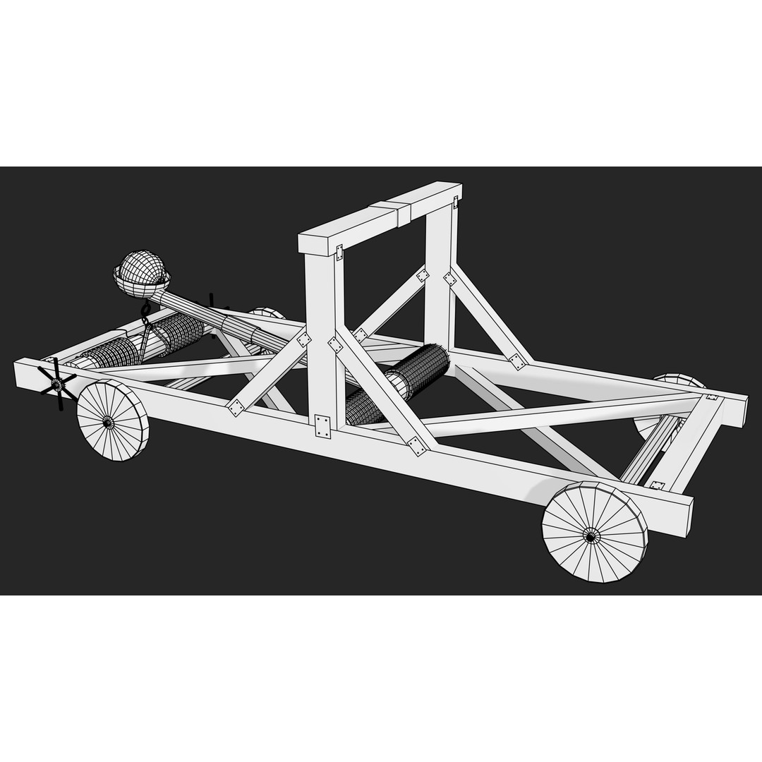 Medieval Catapult 3D Model – Low Poly Game Asset, PBR Textures Included - View 26