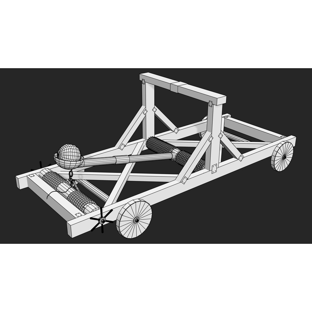 Medieval Catapult 3D Model – Low Poly Game Asset, PBR Textures Included - View 28