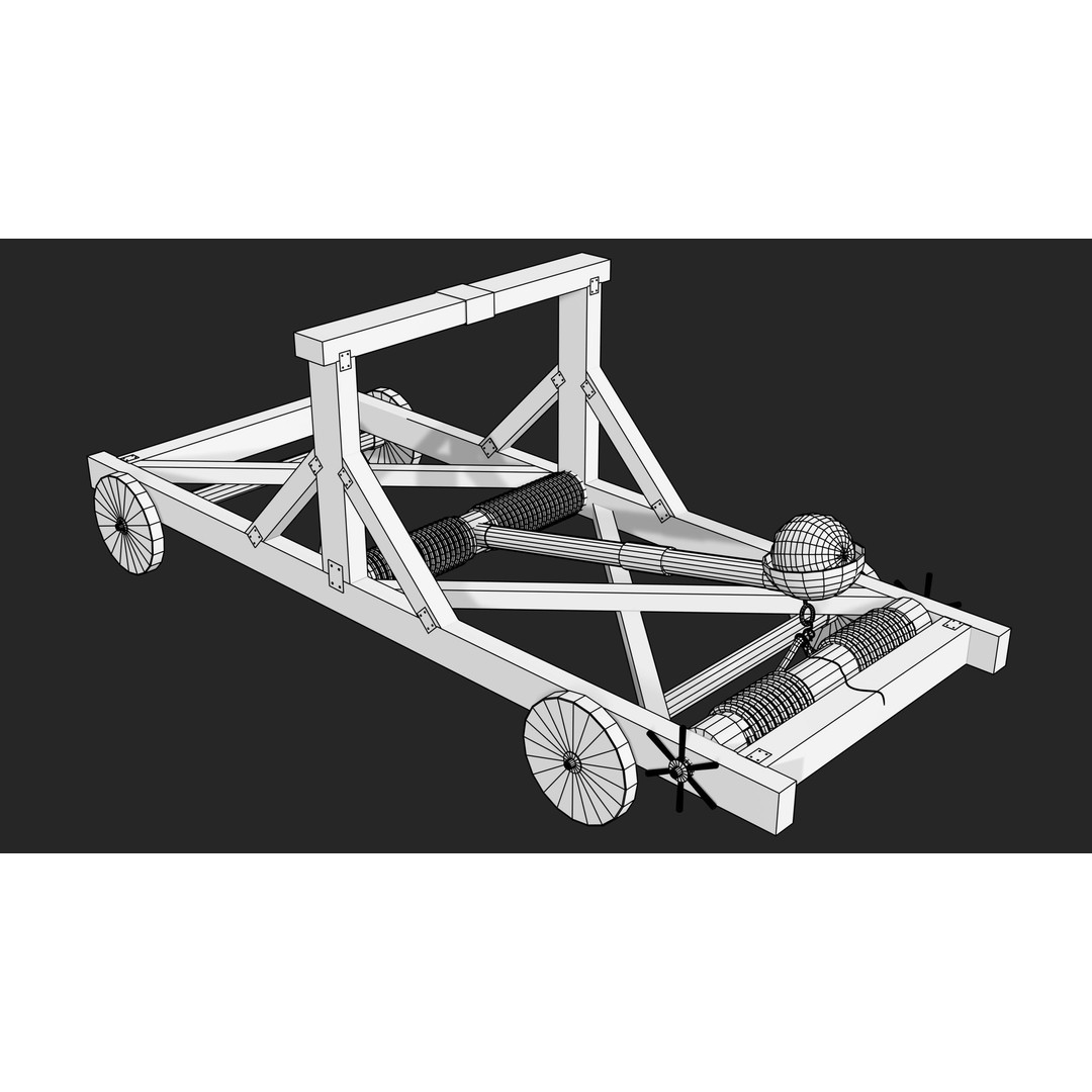 Medieval Catapult 3D Model – Low Poly Game Asset, PBR Textures Included - View 31