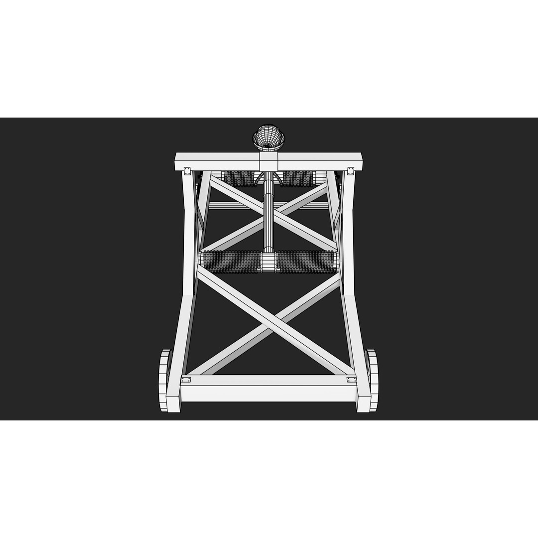 Medieval Catapult 3D Model – Low Poly Game Asset, PBR Textures Included - View 32