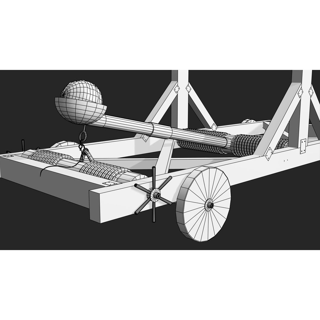 Medieval Catapult 3D Model – Low Poly Game Asset, PBR Textures Included - View 33