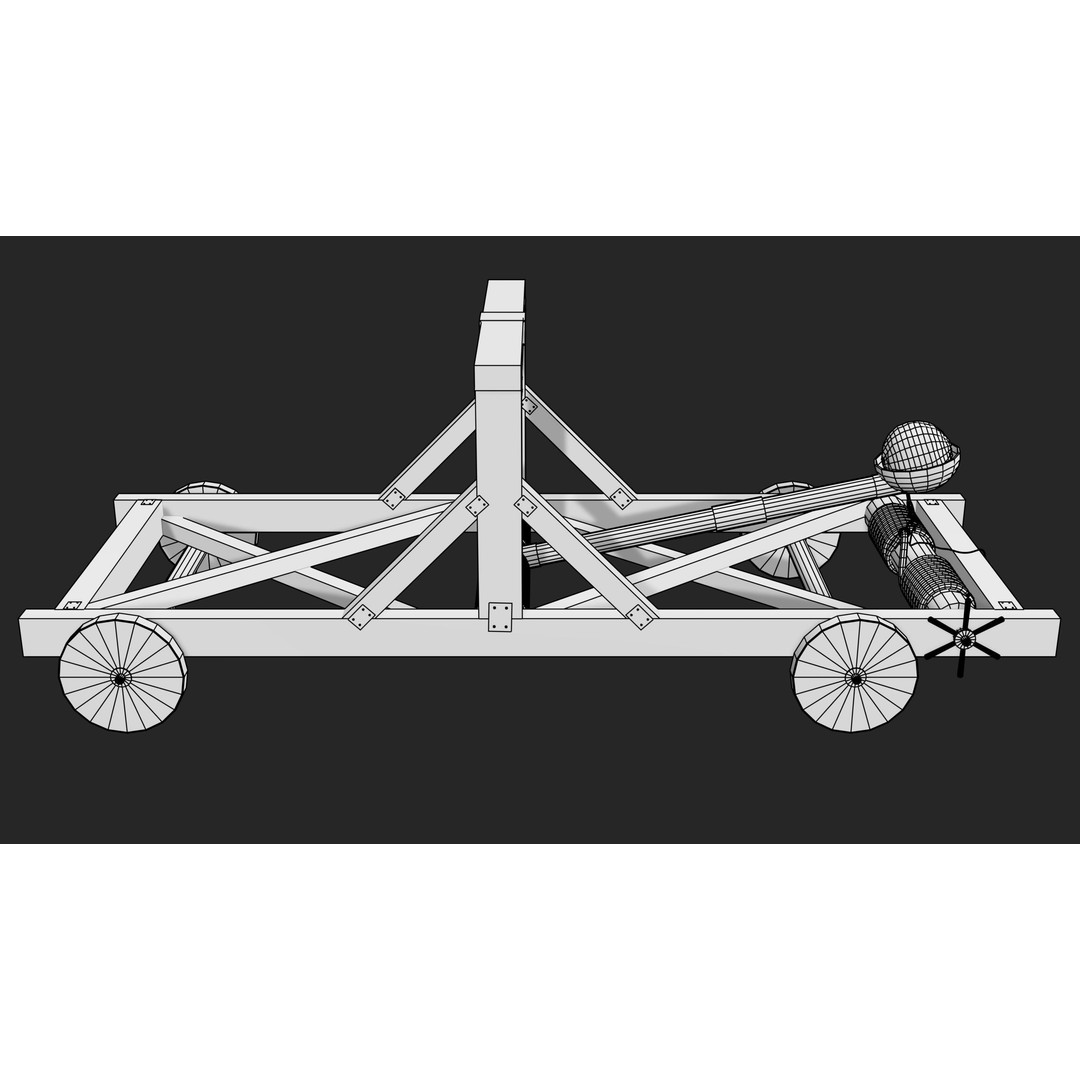 Medieval Catapult 3D Model – Low Poly Game Asset, PBR Textures Included - View 35