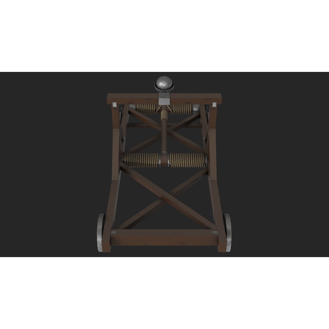 Medieval Catapult 3D Model – Low Poly Game Asset, PBR Textures Included - View 5