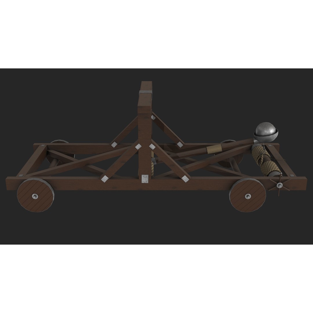 Medieval Catapult 3D Model – Low Poly Game Asset, PBR Textures Included - View 7