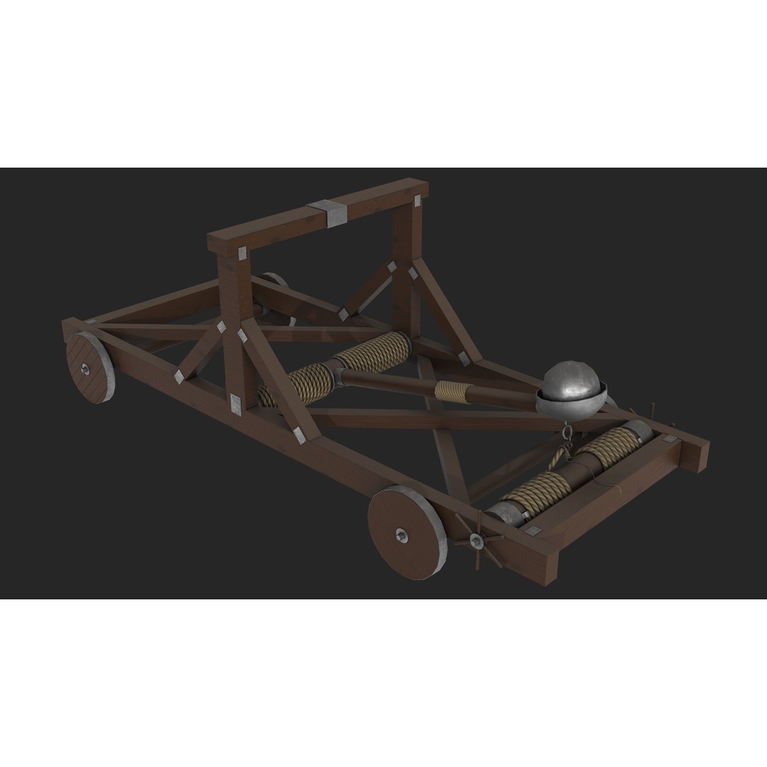 Medieval Catapult 3D Model – Low Poly Game Asset, PBR Textures Included - View 8