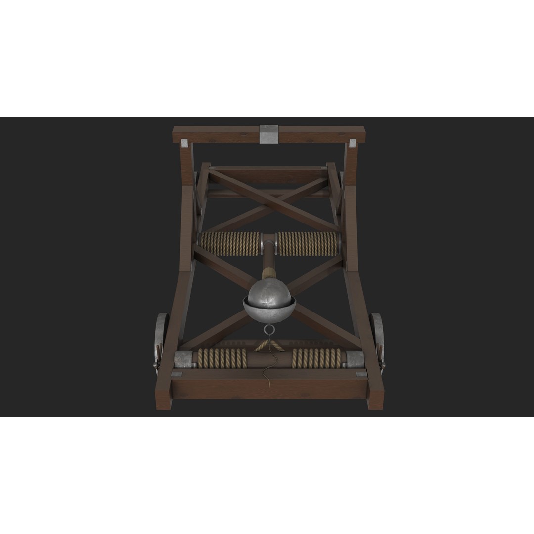 Medieval Catapult 3D Model – Low Poly Game Asset, PBR Textures Included - View 9