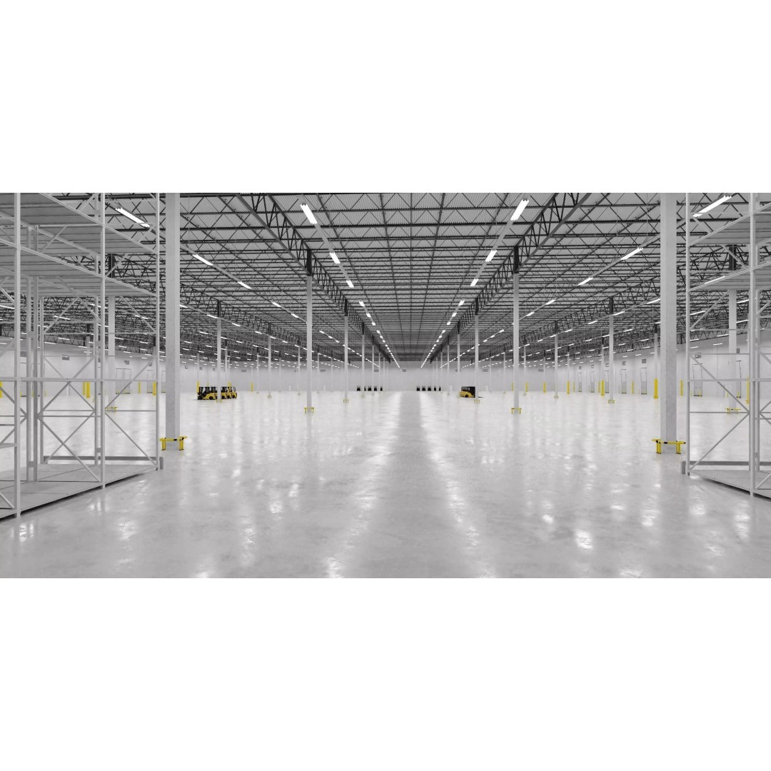 Warehouse Interior 3D Model – Low Poly Industrial Hall, FBX, OBJ, Blender - View 2