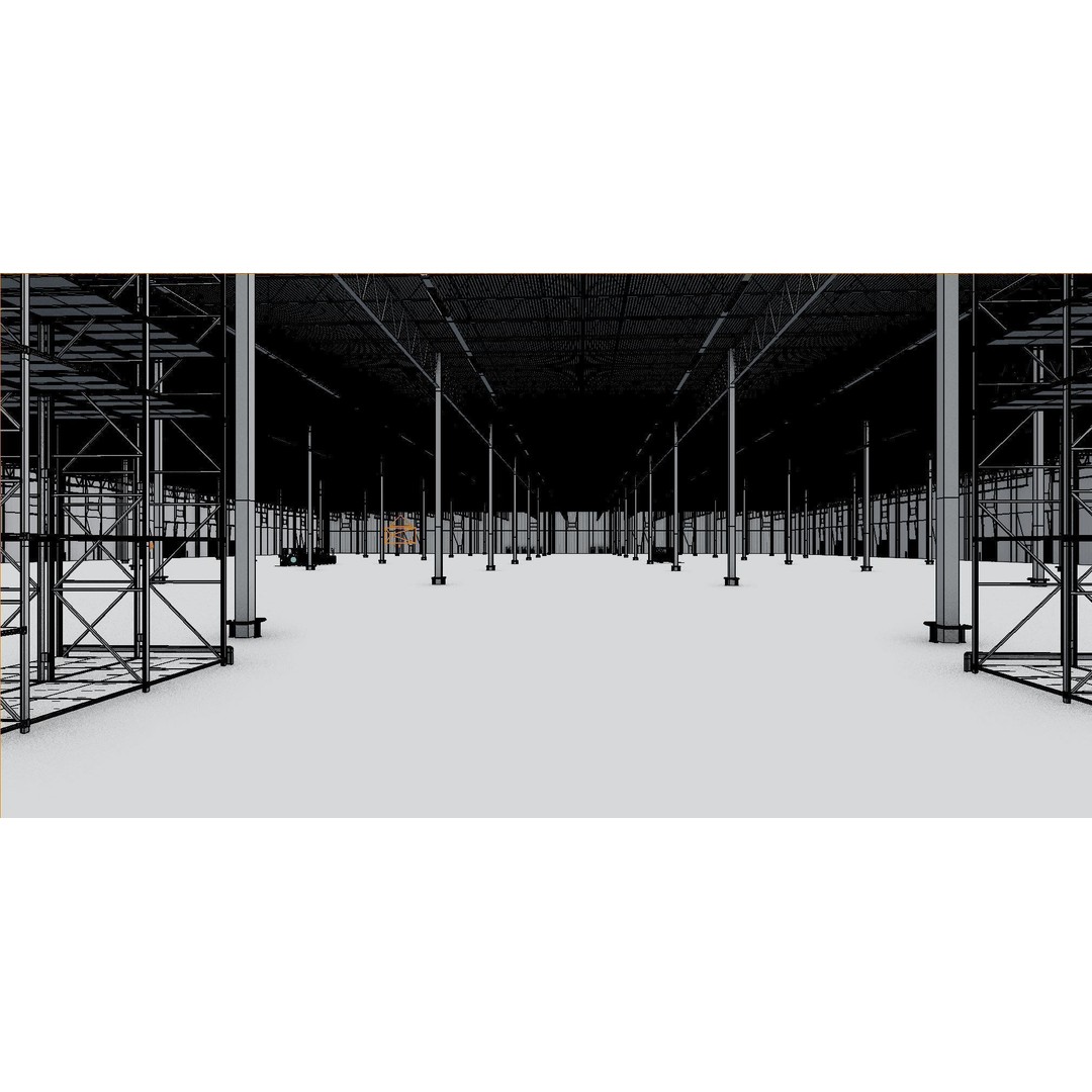 Warehouse Interior 3D Model – Low Poly Industrial Hall, FBX, OBJ, Blender - View 6