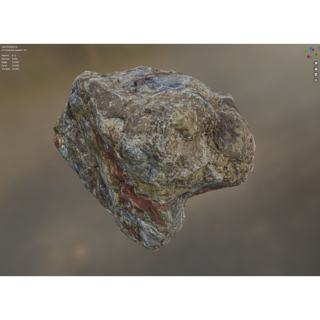Multi-Colored Jasper 3D Model – Low Poly Game Asset, PBR Textures, FBX, OBJ - View 13