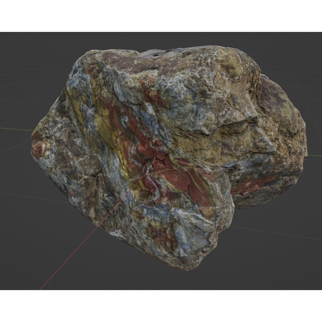 Multi-Colored Jasper 3D Model – Low Poly Game Asset, PBR Textures, FBX, OBJ - View 3