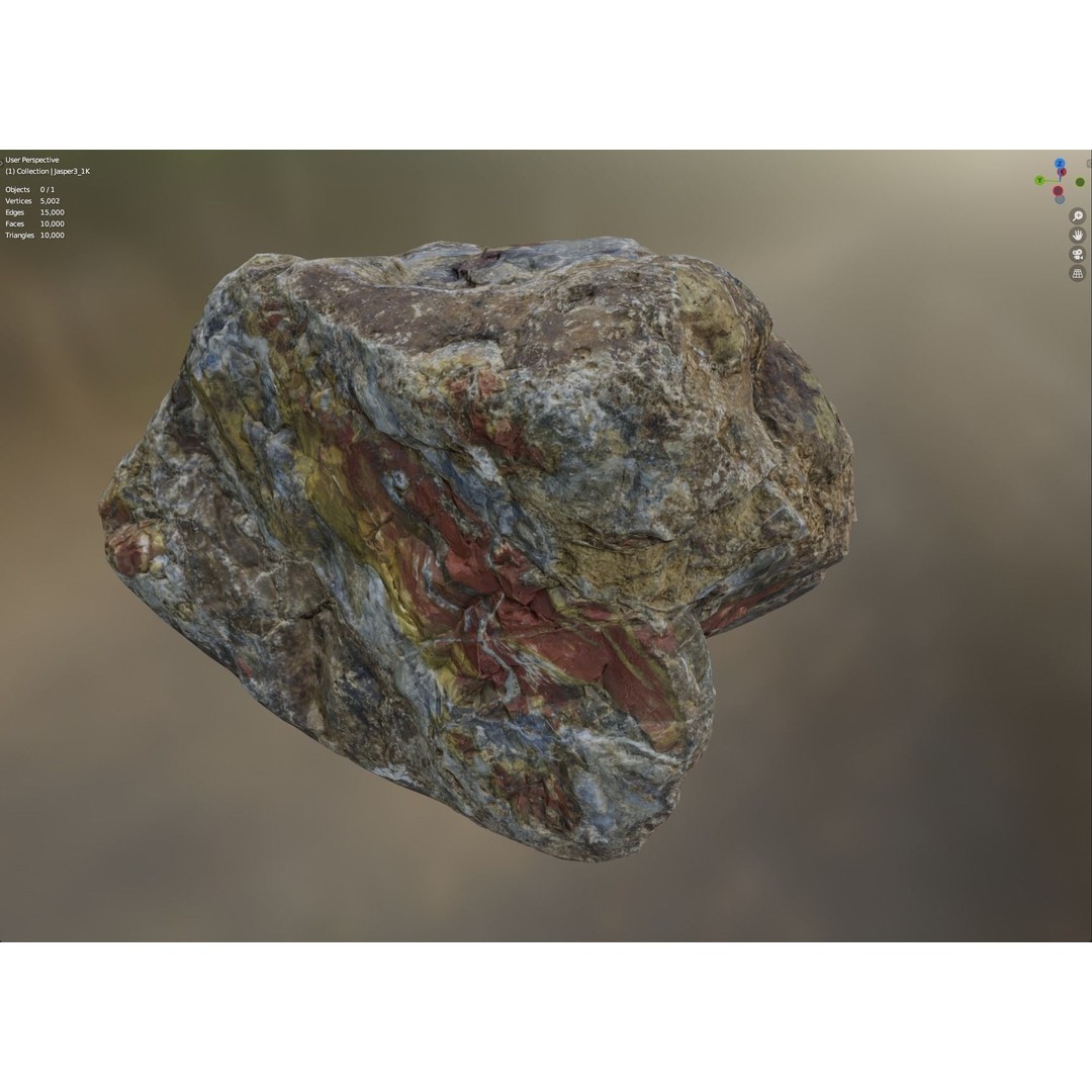 Multi-Colored Jasper 3D Model – Low Poly Game Asset, PBR Textures, FBX, OBJ - View 5