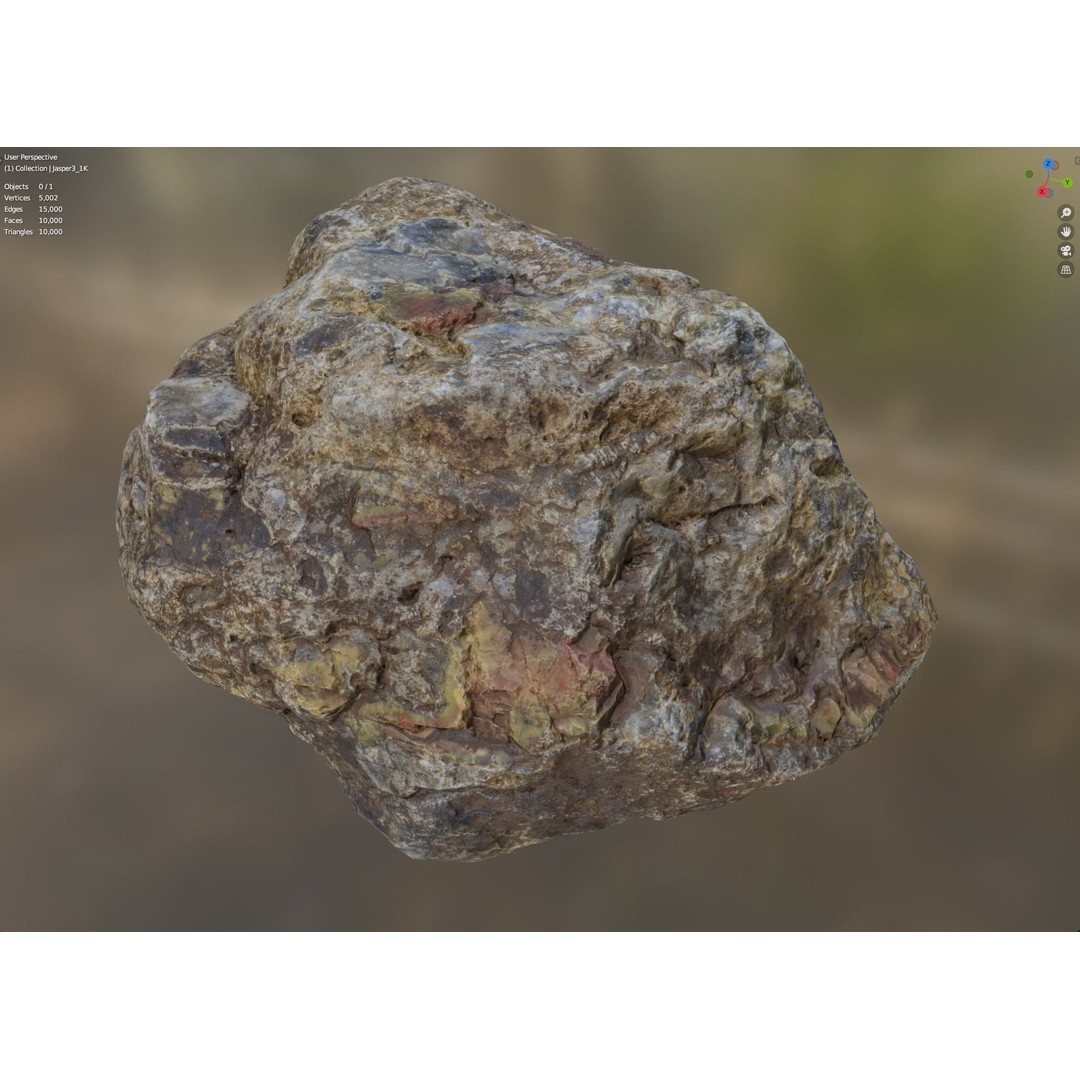 Multi-Colored Jasper 3D Model – Low Poly Game Asset, PBR Textures, FBX, OBJ - View 7