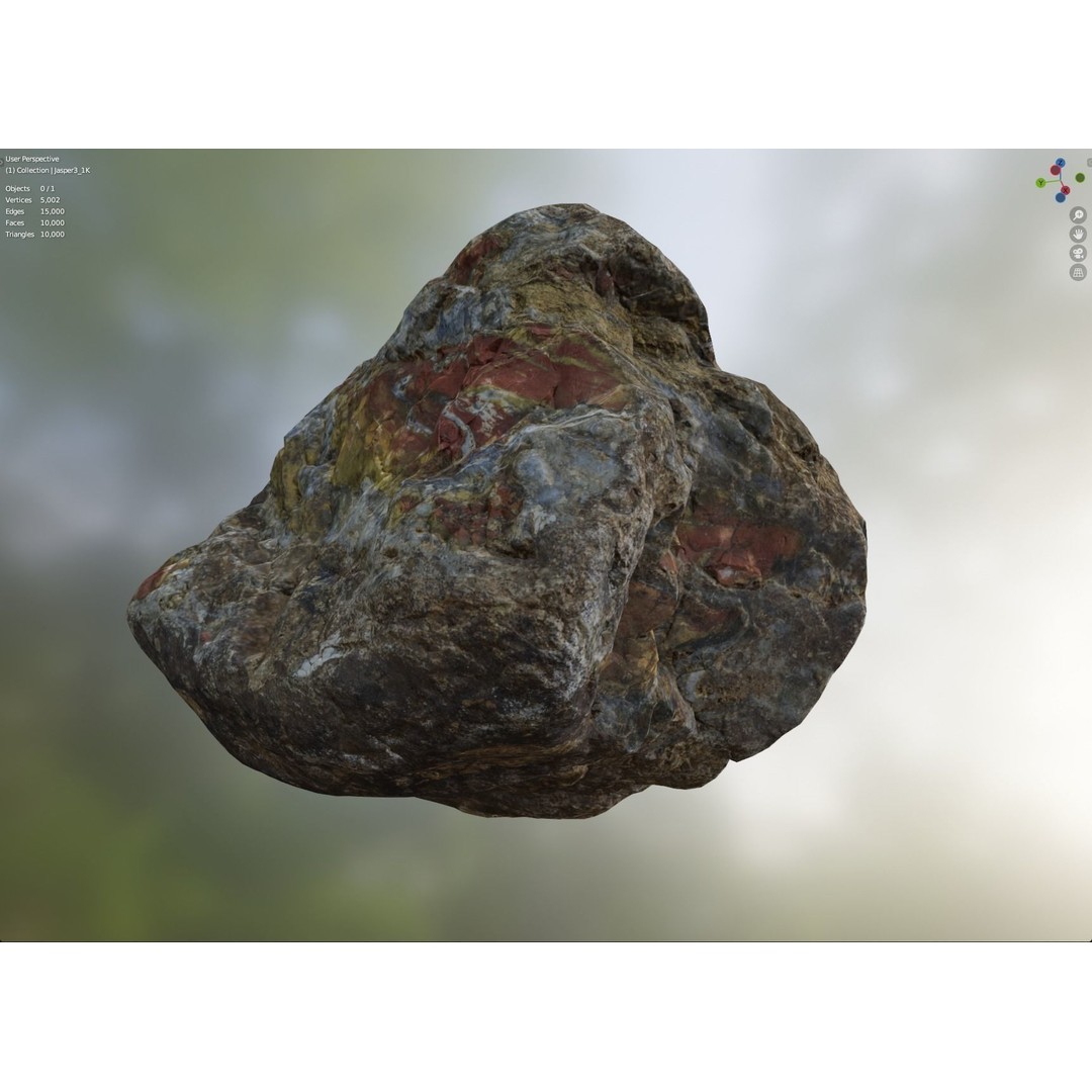 Multi-Colored Jasper 3D Model – Low Poly Game Asset, PBR Textures, FBX, OBJ - View 9