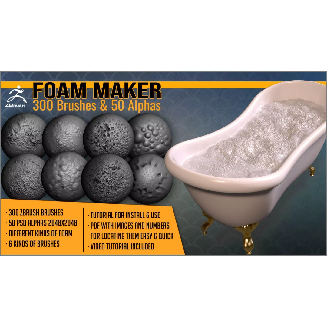 Foam Maker 3D Model – ZBrush Brushes and Alphas for Foam Effects - View 2