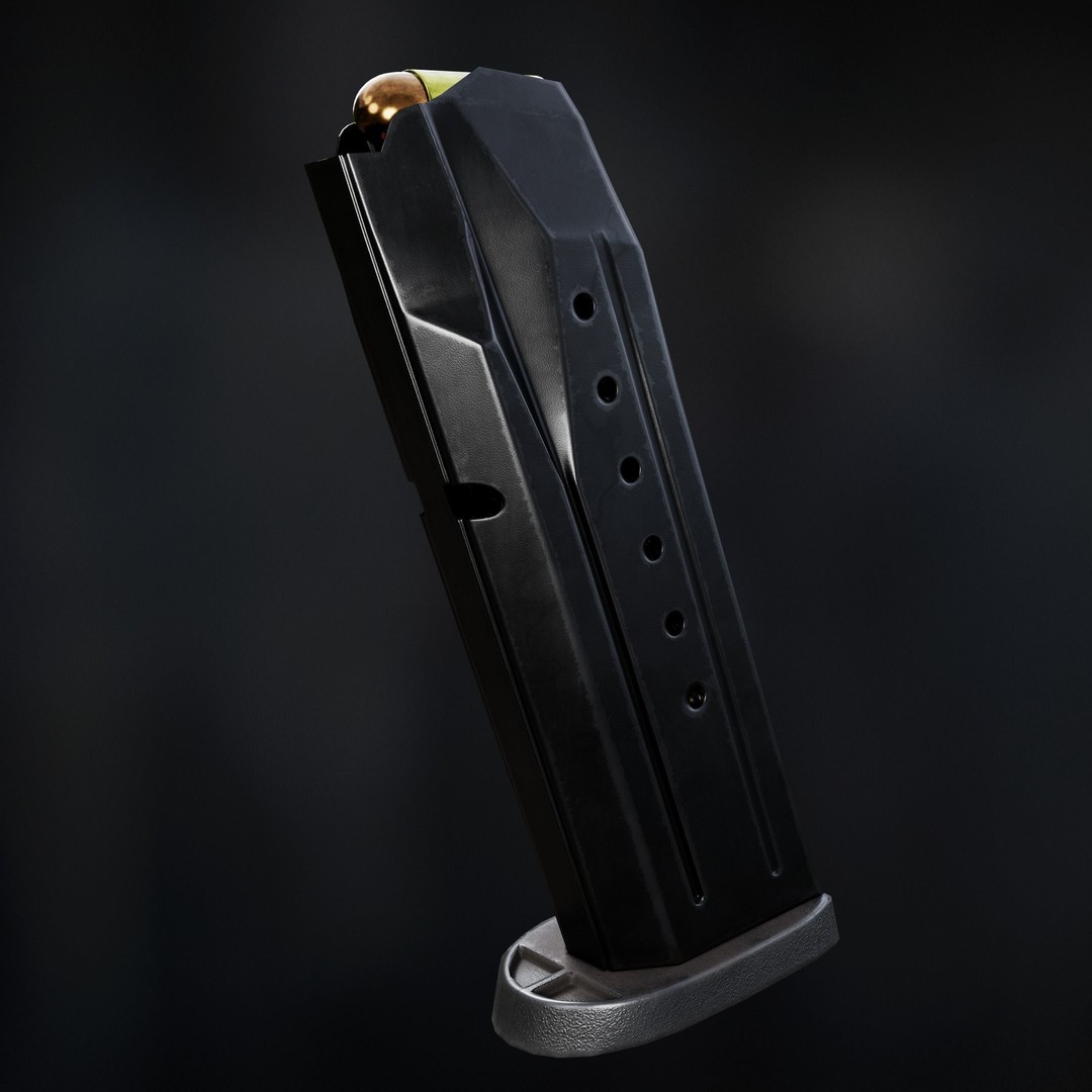 Smith and Wesson MP 9 2.0 Pistol Magazine 3D Model – Game Ready FBX, OBJ - View 13