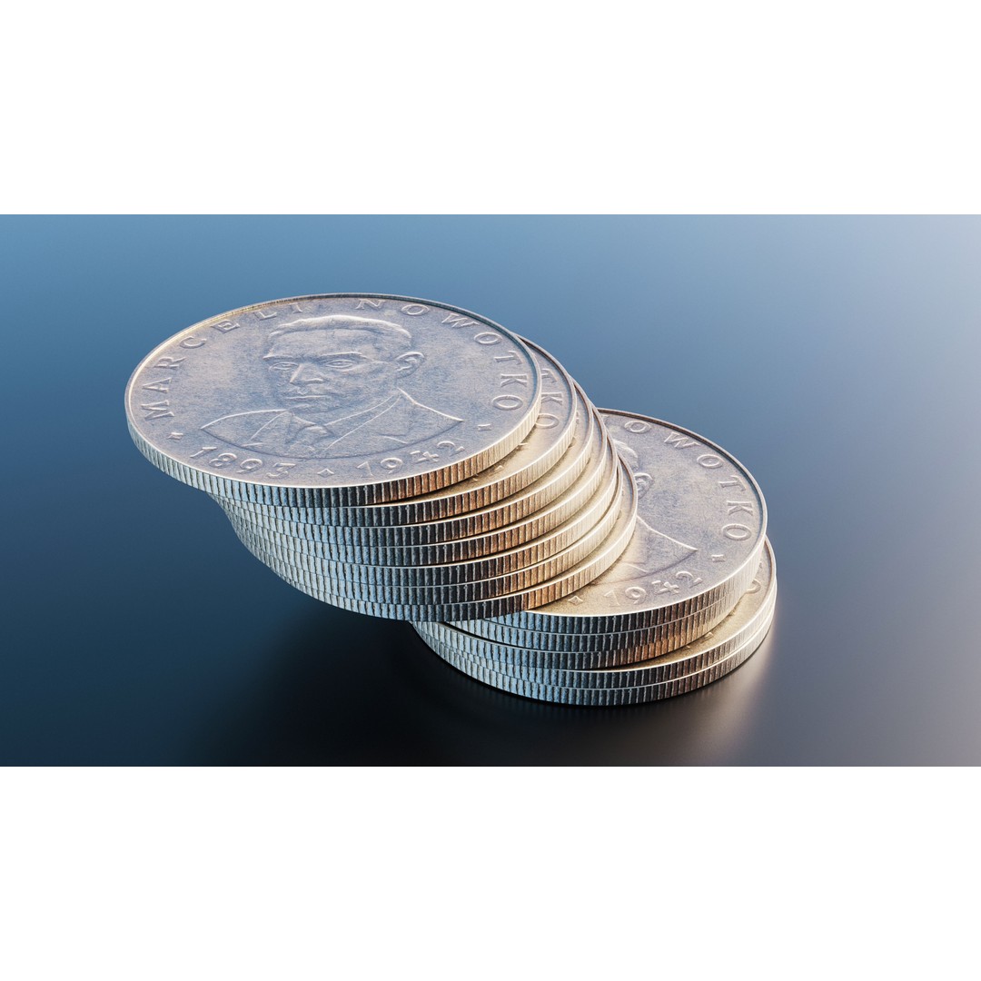 Polish 20 Zlotych Coin 3D Model – Low Poly Scanned Asset, FBX - View 8