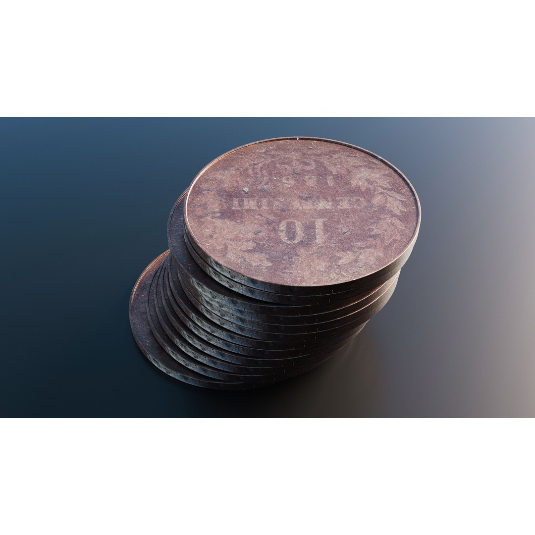 Italian Centesimi Coin 3D Model – Low Poly Scanned Asset, FBX - View 6
