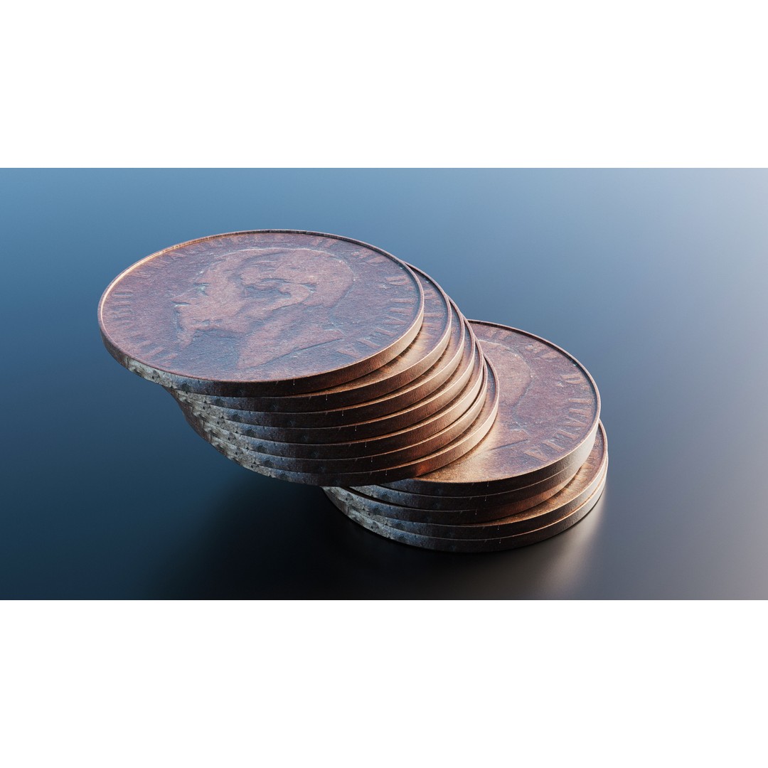 Italian Centesimi Coin 3D Model – Low Poly Scanned Asset, FBX - View 8