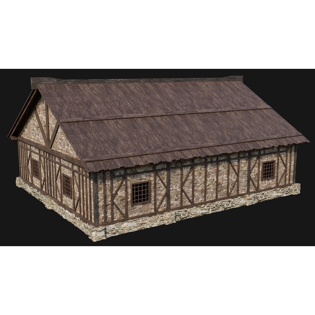 Old Medieval Houses Pack 3D Model – Low Poly Game Asset, FBX & OBJ
