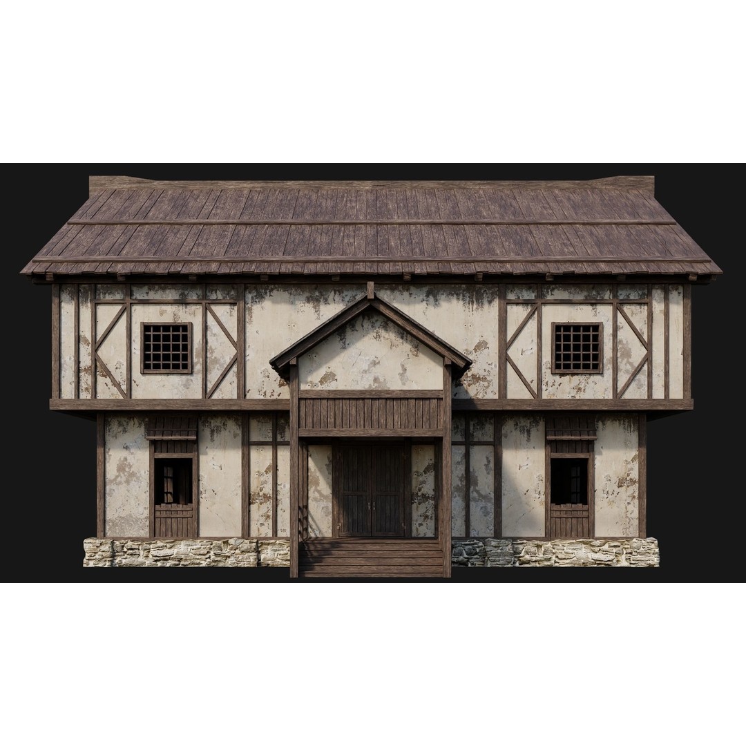 Old Medieval Houses Pack 3D Model – Low Poly Game Asset, FBX & OBJ - View 11