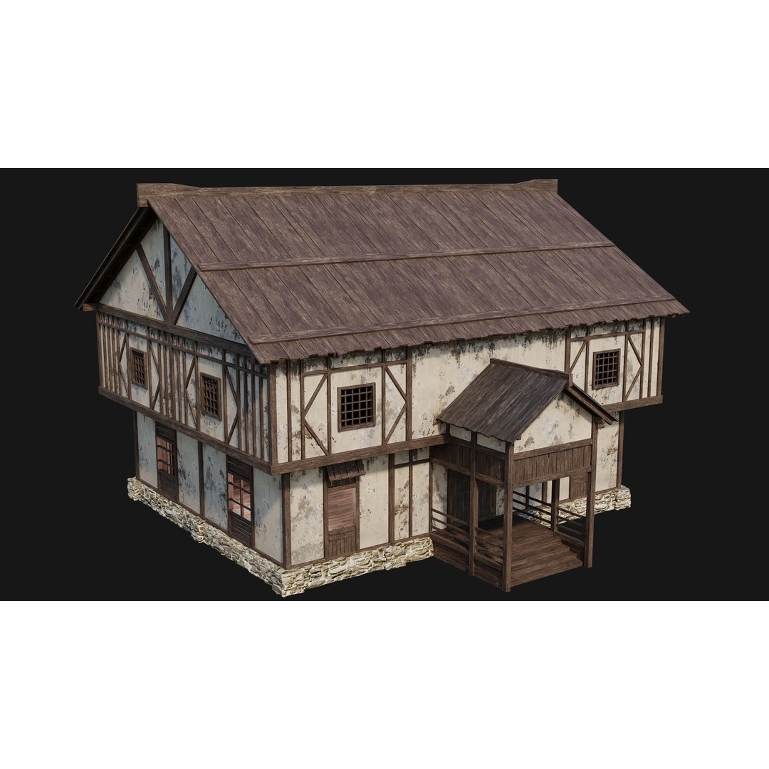 Old Medieval Houses Pack 3D Model – Low Poly Game Asset, FBX & OBJ - View 16