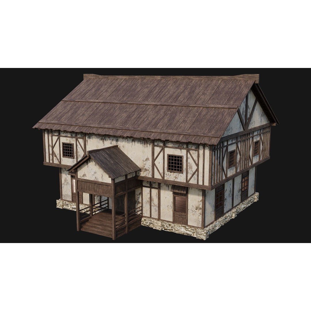 Old Medieval Houses Pack 3D Model – Low Poly Game Asset, FBX & OBJ - View 17