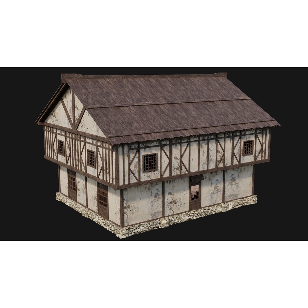 Old Medieval Houses Pack 3D Model – Low Poly Game Asset, FBX & OBJ - View 18