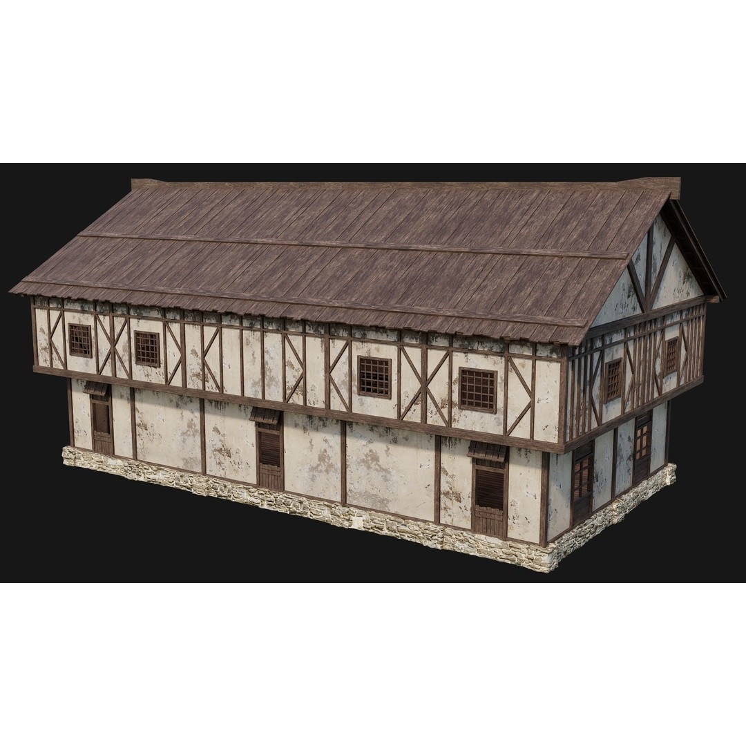 Old Medieval Houses Pack 3D Model – Low Poly Game Asset, FBX & OBJ - View 19