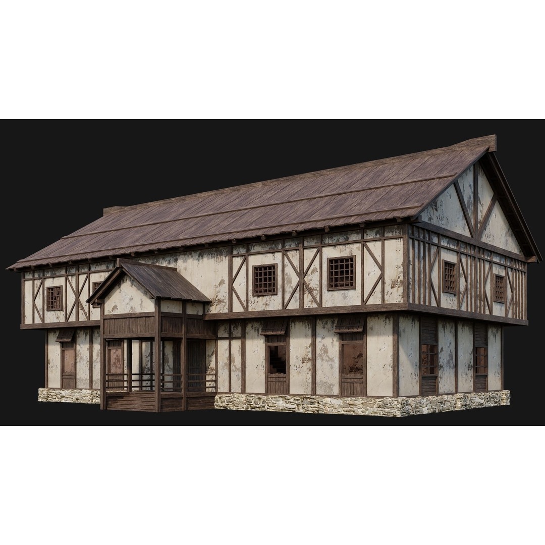 Old Medieval Houses Pack 3D Model – Low Poly Game Asset, FBX & OBJ - View 20