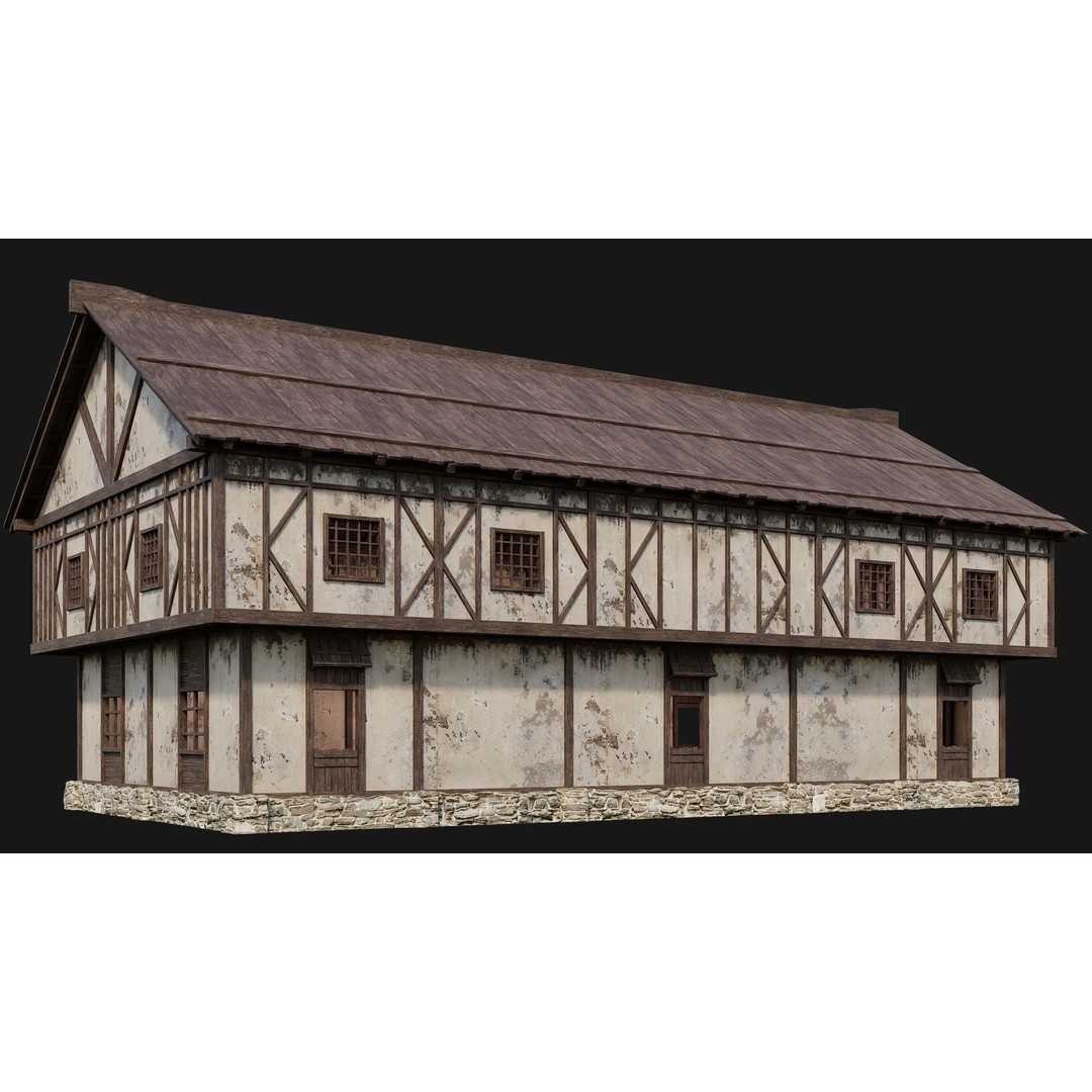 Old Medieval Houses Pack 3D Model – Low Poly Game Asset, FBX & OBJ - View 21