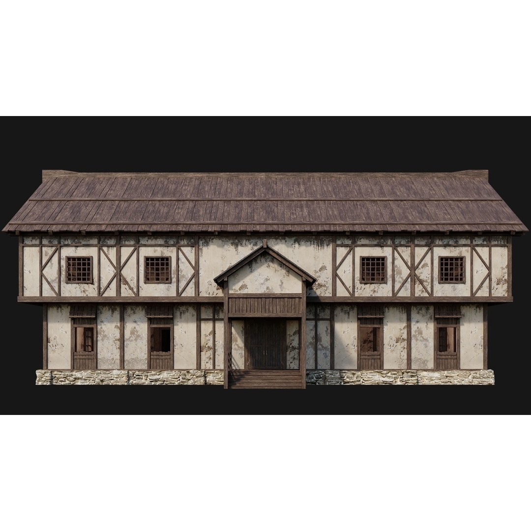 Old Medieval Houses Pack 3D Model – Low Poly Game Asset, FBX & OBJ - View 23