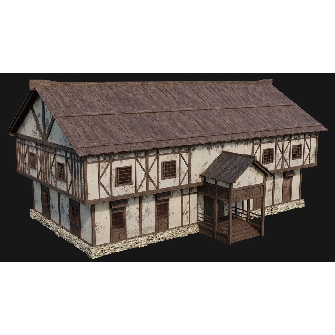 Old Medieval Houses Pack 3D Model – Low Poly Game Asset, FBX & OBJ - View 24