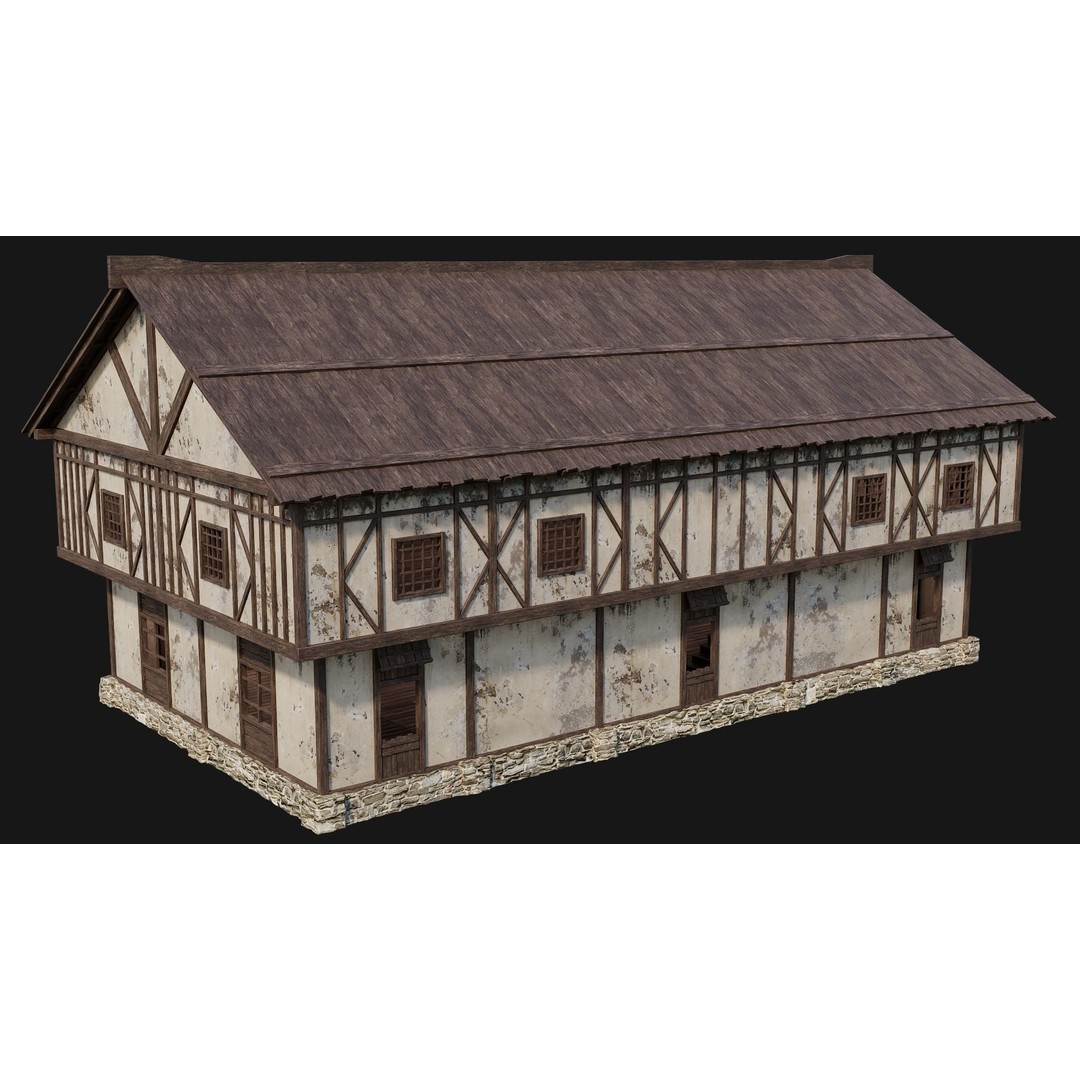 Old Medieval Houses Pack 3D Model – Low Poly Game Asset, FBX & OBJ - View 26