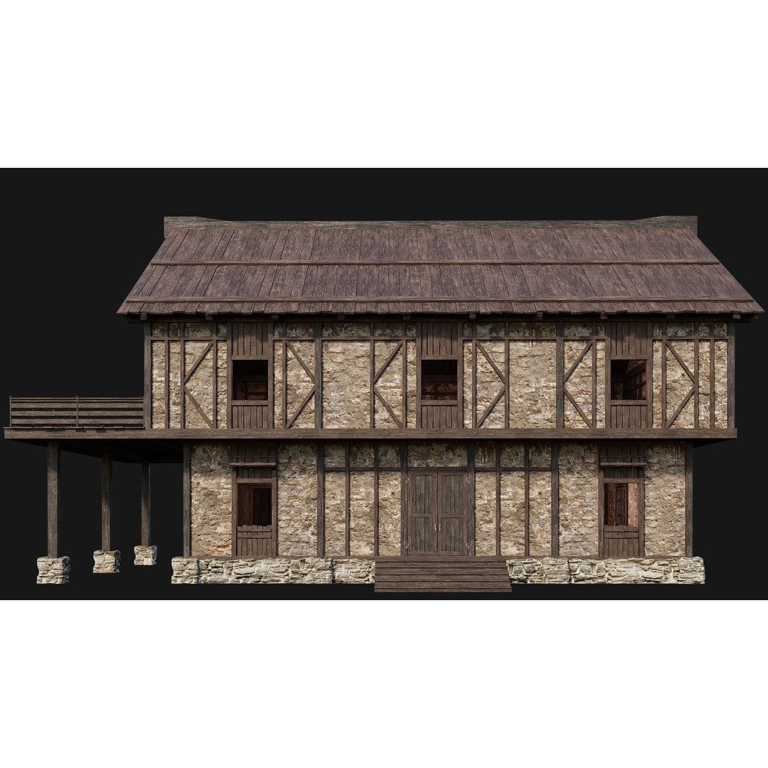 Old Medieval Houses Pack 3D Model – Low Poly Game Asset, FBX & OBJ - View 31