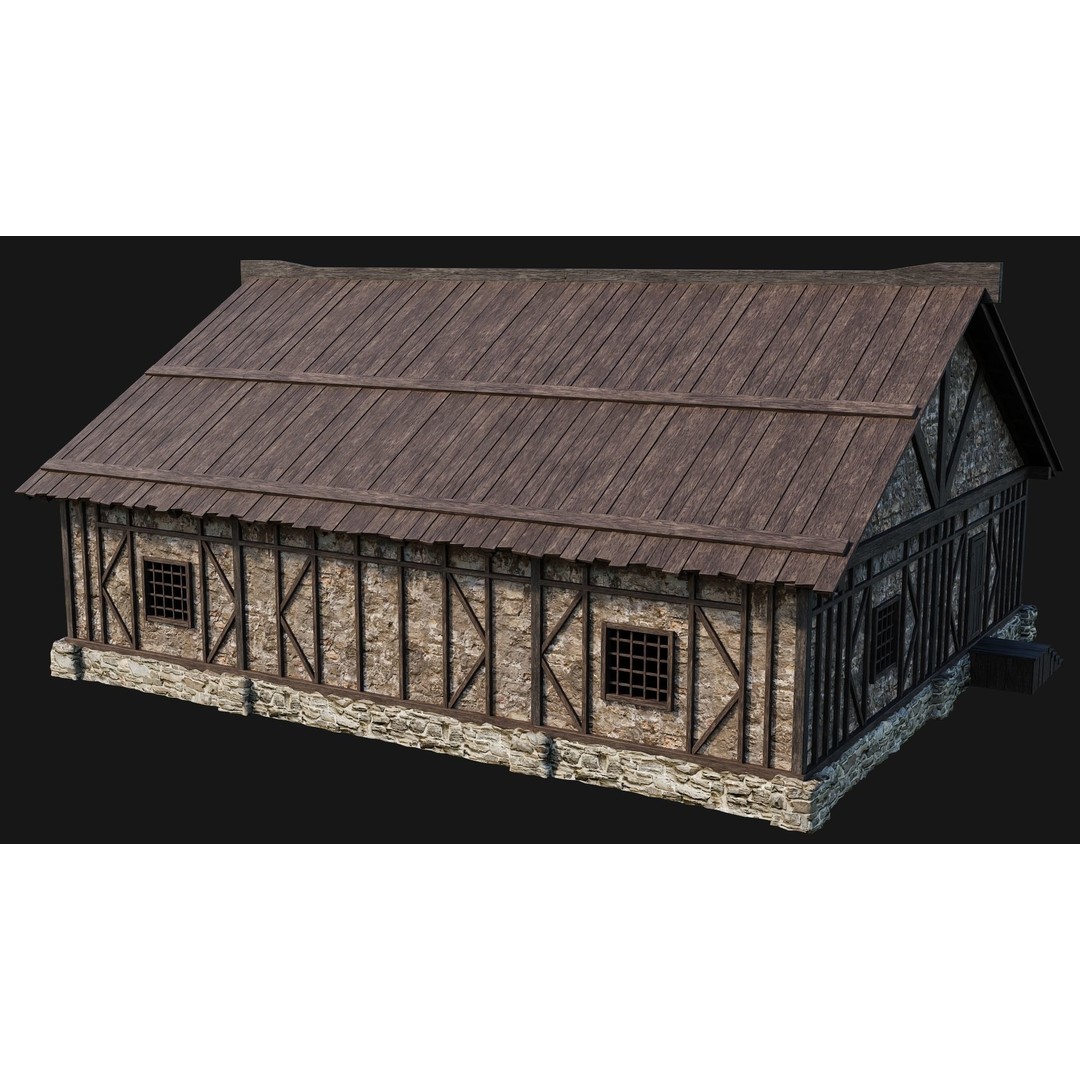 Old Medieval Houses Pack 3D Model – Low Poly Game Asset, FBX & OBJ - View 35