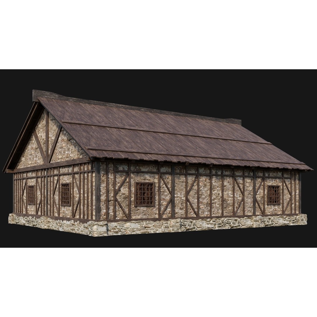 Old Medieval Houses Pack 3D Model – Low Poly Game Asset, FBX & OBJ - View 37