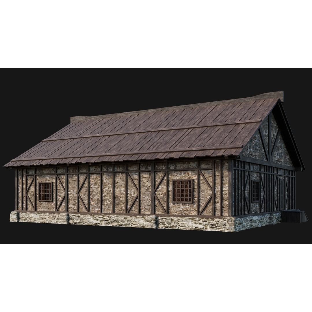 Old Medieval Houses Pack 3D Model – Low Poly Game Asset, FBX & OBJ - View 38