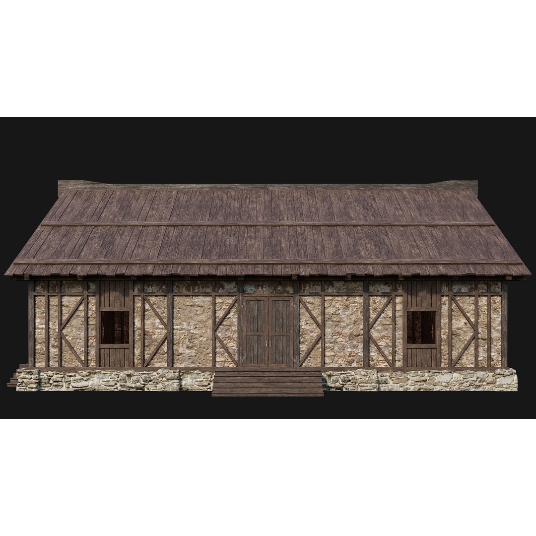 Old Medieval Houses Pack 3D Model – Low Poly Game Asset, FBX & OBJ - View 39