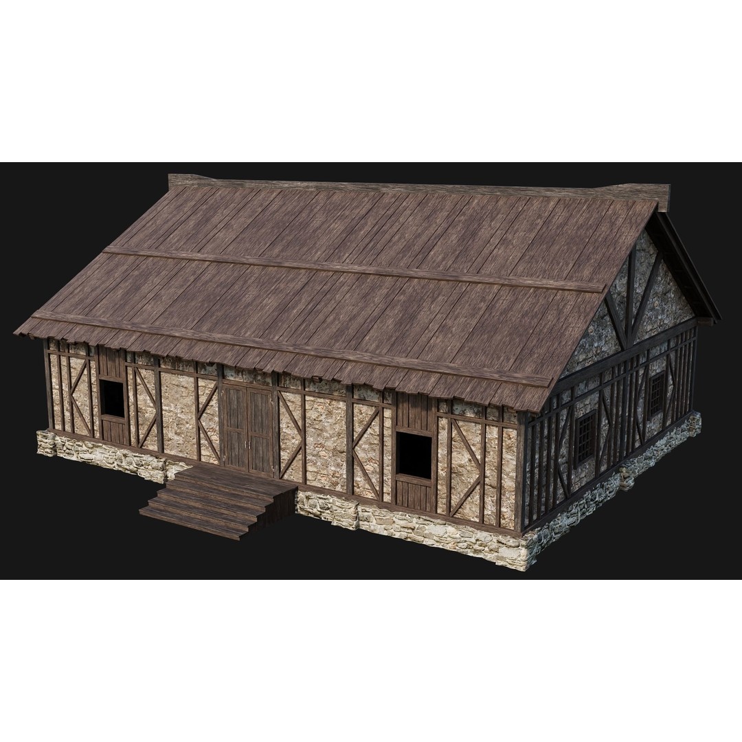 Old Medieval Houses Pack 3D Model – Low Poly Game Asset, FBX & OBJ - View 41