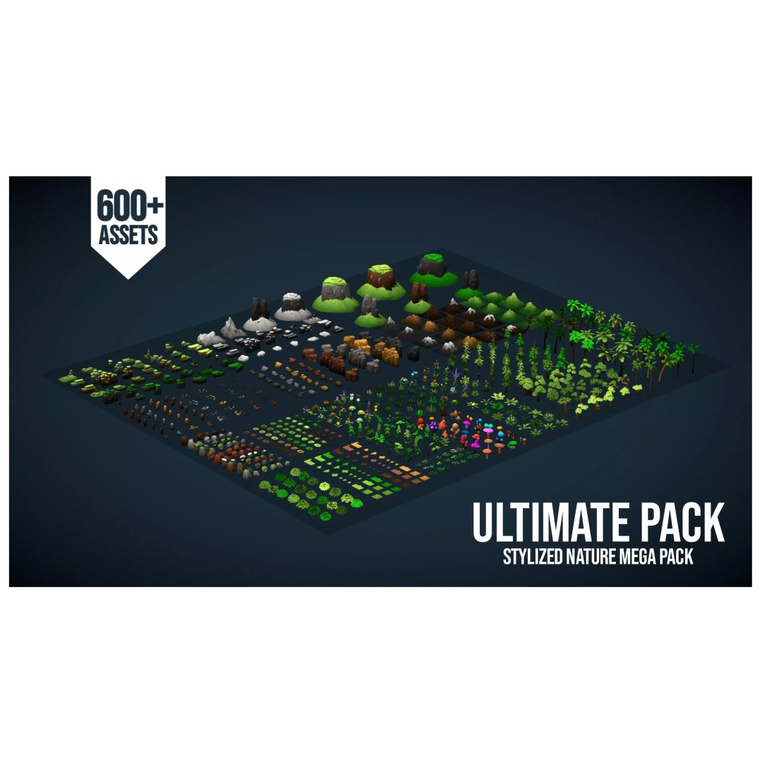Stylized Nature Mega Pack 3D Model – Low Poly Game Asset, FBX - View 2