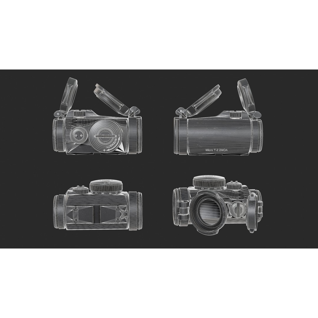 Aimpoint Micro T-2 3D Model – Low Poly Game Ready Asset, FBX/OBJ - View 9