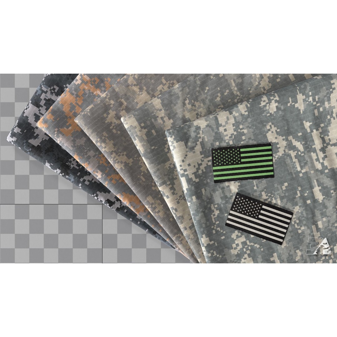 US Army UCP Camo Texture – Authentic Ripstop & Twill Fabric 3D Model - View 10