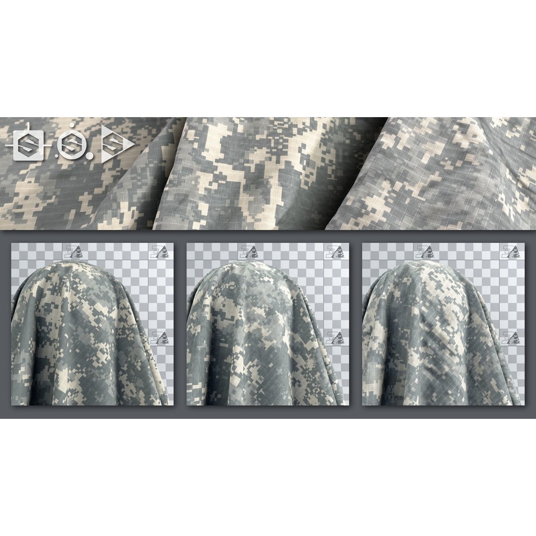 US Army UCP Camo Texture – Authentic Ripstop & Twill Fabric 3D Model - View 15